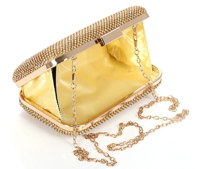 Złota kopertówka torebka wizytowa na łańcuszku Puzderko