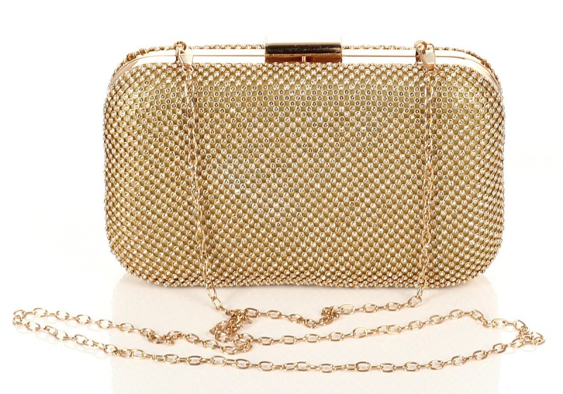 Złota kopertówka torebka wizytowa na łańcuszku Puzderko