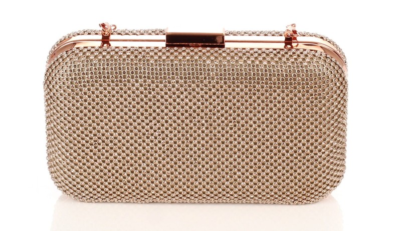 Złota kopertówka torebka wizytowa na łańcuszku Puzderko