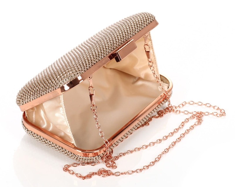 Złota kopertówka torebka wizytowa na łańcuszku Puzderko