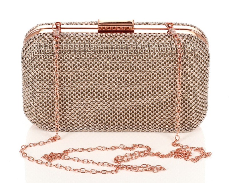 Złota kopertówka torebka wizytowa na łańcuszku Puzderko