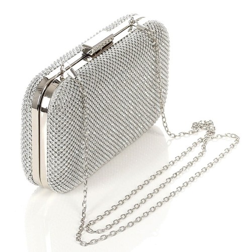 Srebrna kopertówka torebka wizytowa na łańcuszku Puzderko 