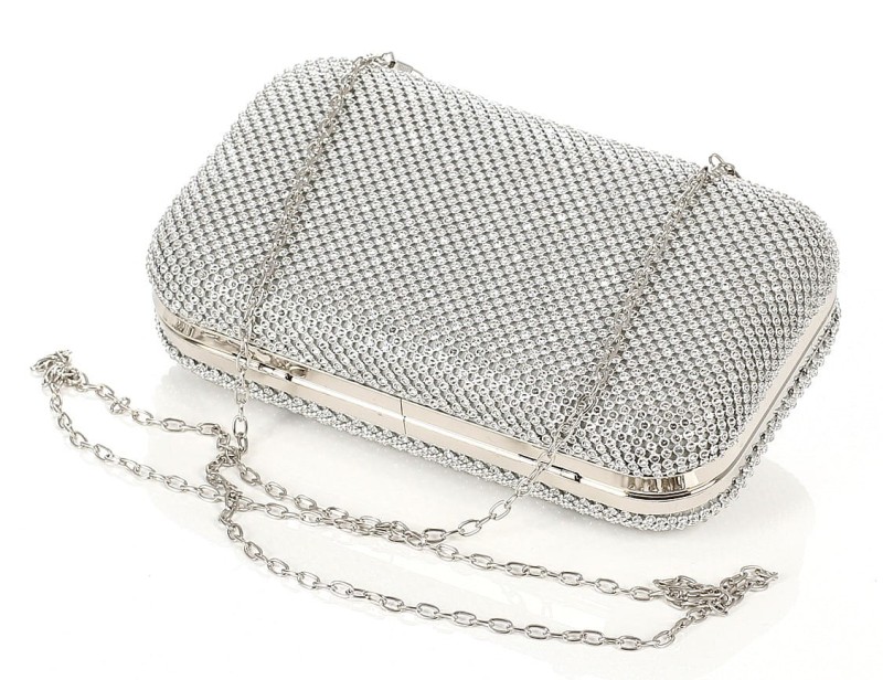 Srebrna kopertówka torebka wizytowa na łańcuszku Puzderko