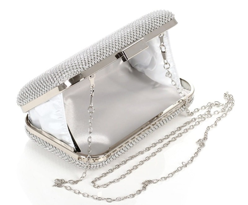 Srebrna kopertówka torebka wizytowa na łańcuszku Puzderko