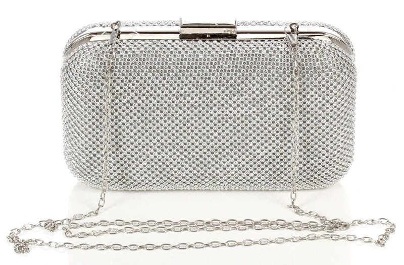 Srebrna kopertówka torebka wizytowa na łańcuszku Puzderko