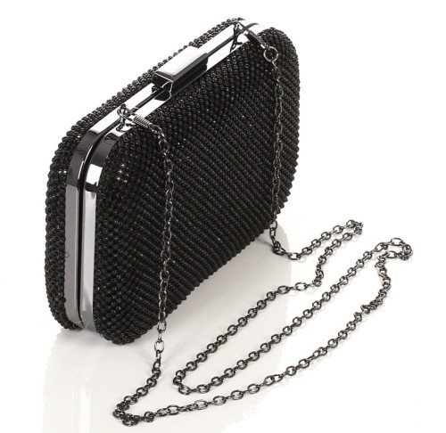 Czarna kopertówka torebka wizytowa na łańcuszku Puzderko