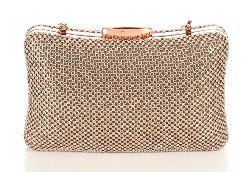 Złota kopertówka torebka wizytowa na łańcuszku Puzderko