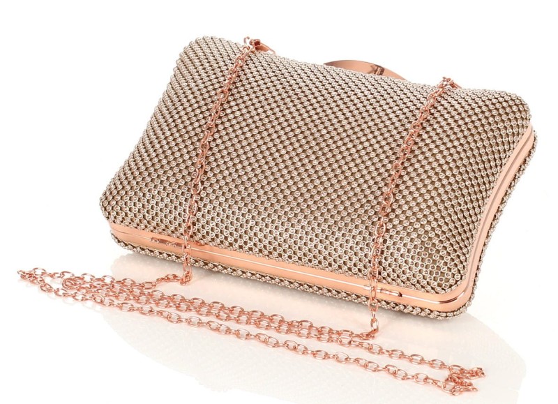 Złota kopertówka torebka wizytowa na łańcuszku Puzderko