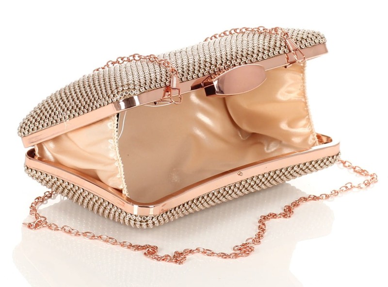 Złota kopertówka torebka wizytowa na łańcuszku Puzderko