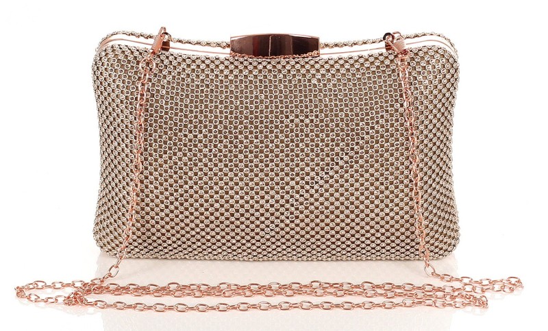 Złota kopertówka torebka wizytowa na łańcuszku Puzderko