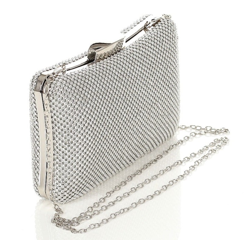 Srebrna kopertówka torebka wizytowa na łańcuszku Puzderko