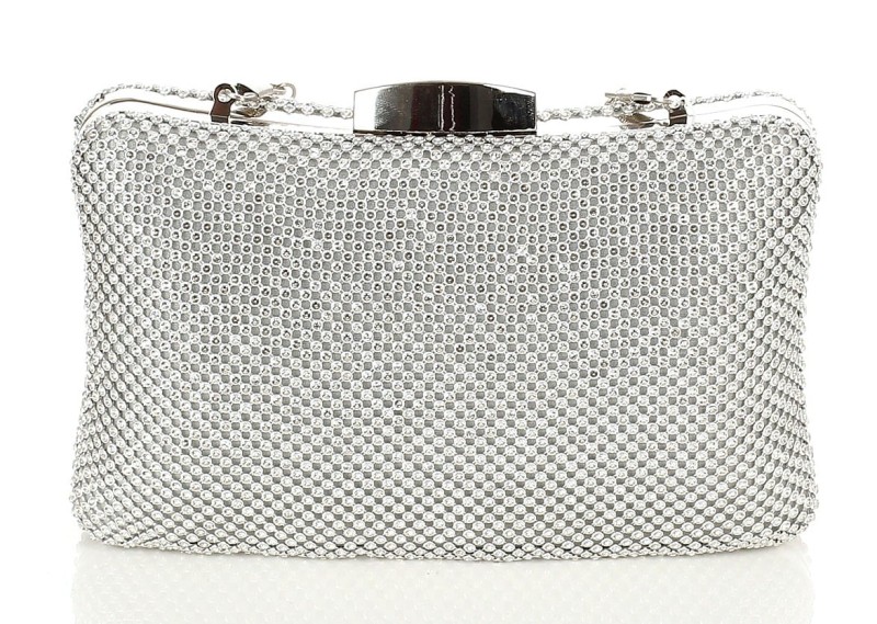 Srebrna kopertówka torebka wizytowa na łańcuszku Puzderko