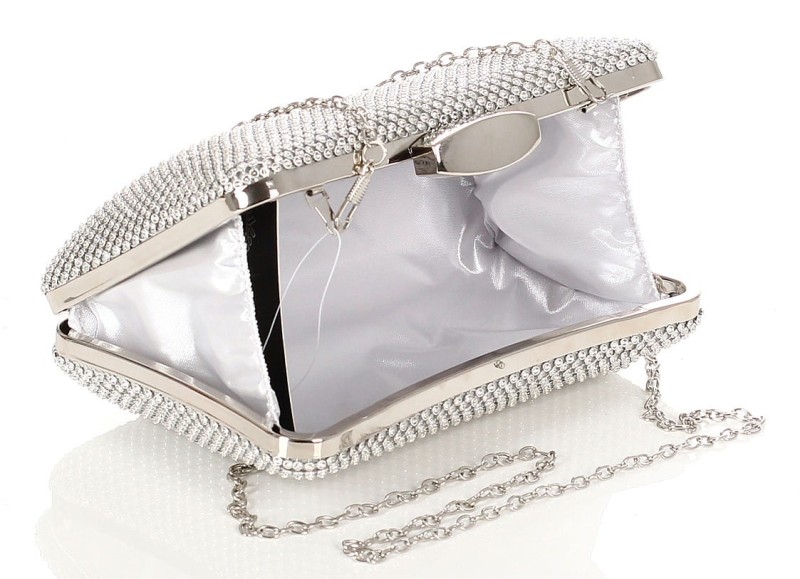 Srebrna kopertówka torebka wizytowa na łańcuszku Puzderko