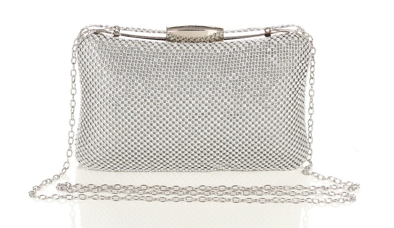 Srebrna kopertówka torebka wizytowa na łańcuszku Puzderko