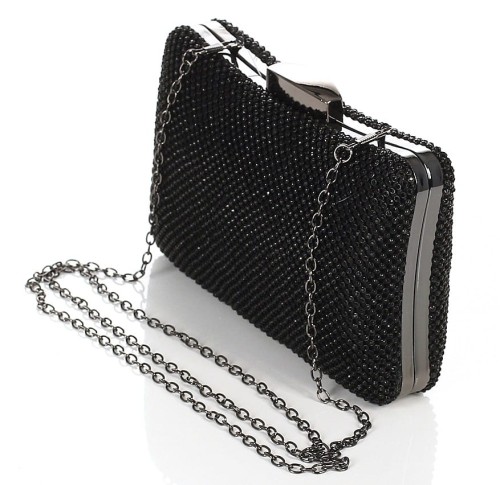 Czarna kopertówka torebka wizytowa na łańcuszku Puzderko