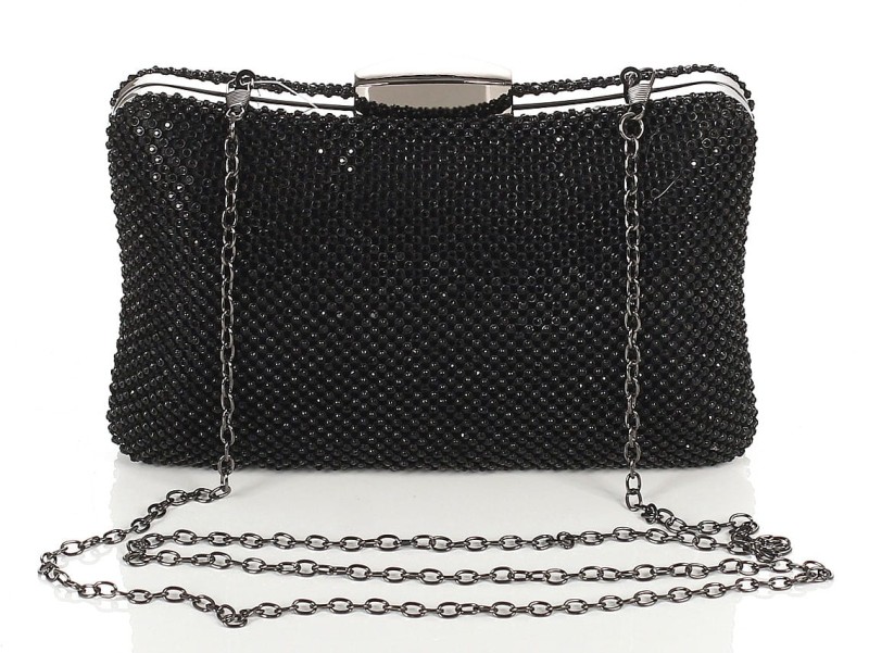 Czarna kopertówka torebka wizytowa na łańcuszku Puzderko