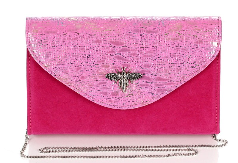 SALVARE Torebka kopertówka zamsz Fuksja