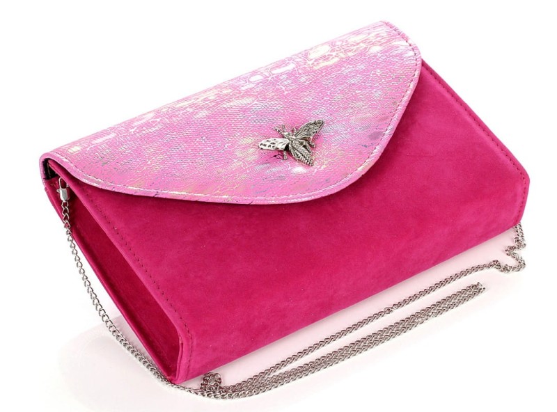 SALVARE Torebka kopertówka zamsz Fuksja