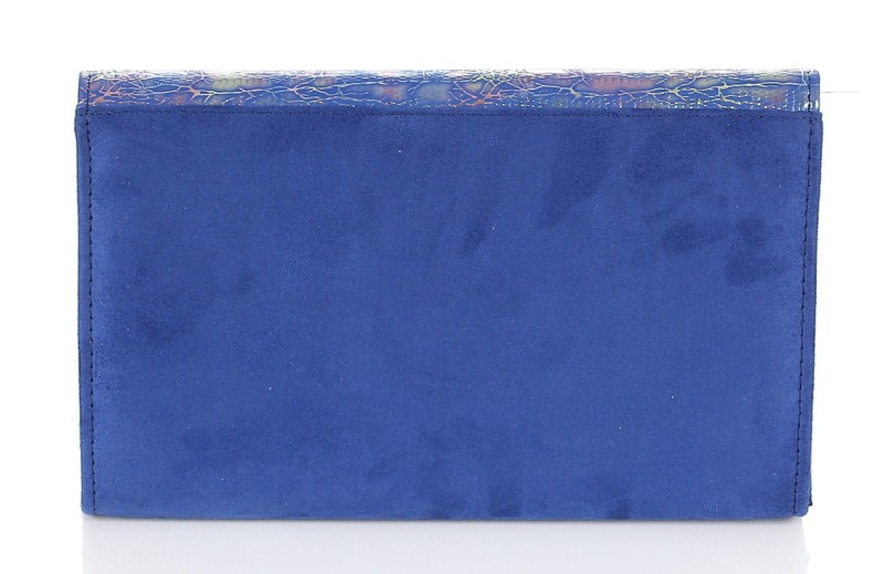 SALVARE Duża torebka kopertówka zamsz Kobalt