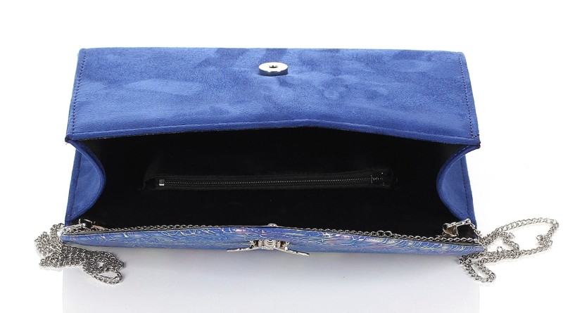 SALVARE Duża torebka kopertówka zamsz Kobalt