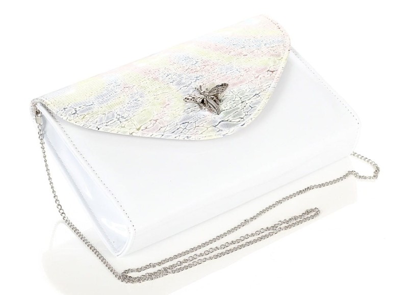 SALVARE Duża torebka kopertówka Biały lakier