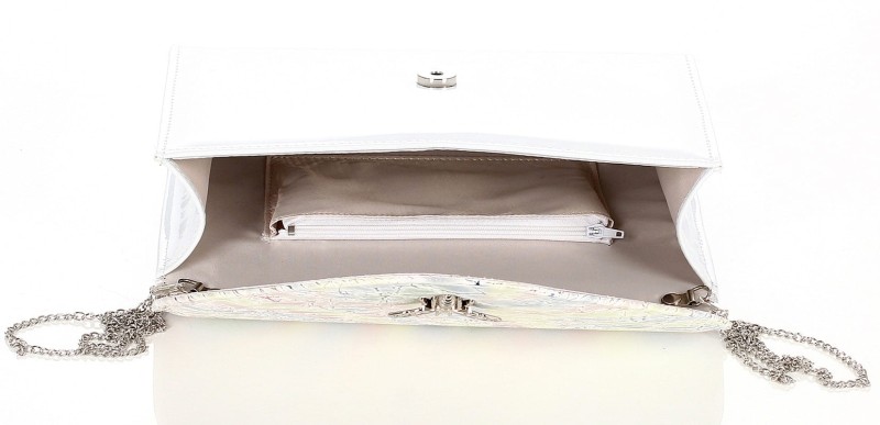 SALVARE Duża torebka kopertówka Biały lakier