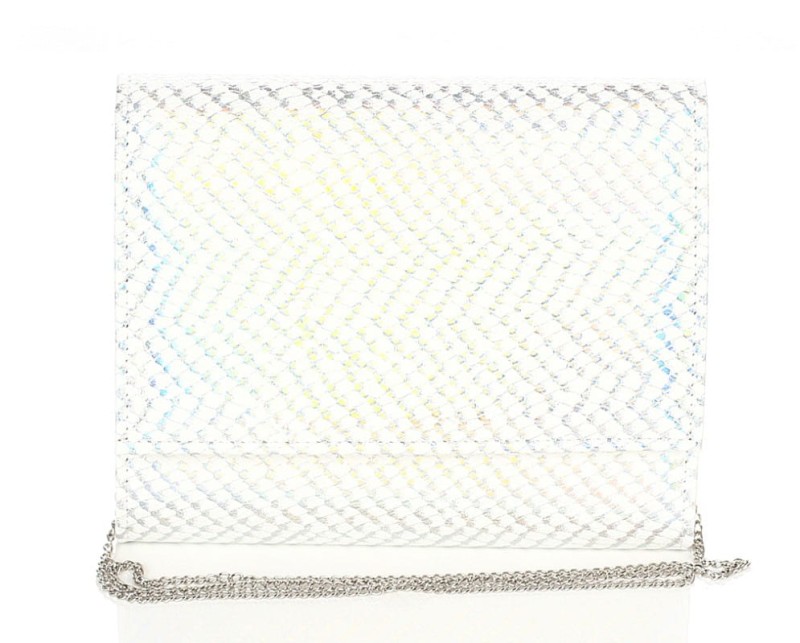 Salvare Świetna biało srebrna kopertówka na łańcuszku