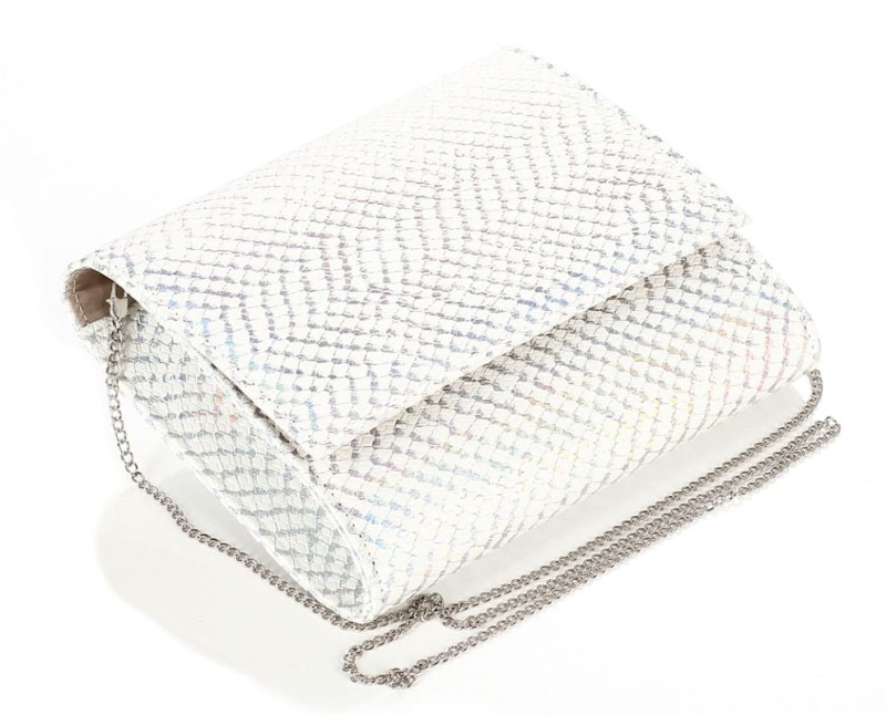 Salvare Świetna biało srebrna kopertówka na łańcuszku