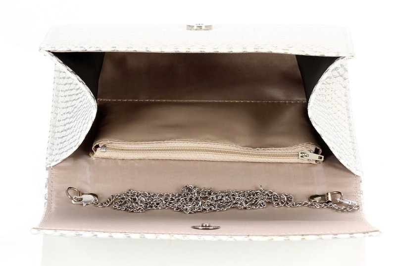 Salvare Świetna biało srebrna kopertówka na łańcuszku