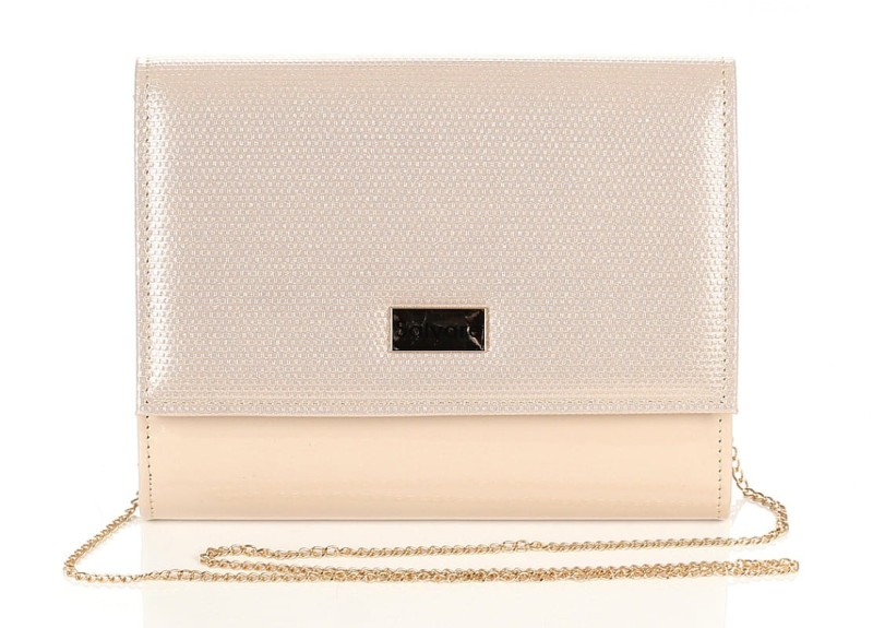 Salvare Świetna beżowa torebka kopertówka na łańcuszku