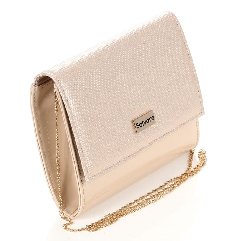 Salvare Świetna beżowa torebka kopertówka na łańcuszku