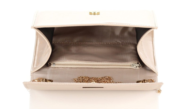 Salvare Świetna beżowa torebka kopertówka na łańcuszku