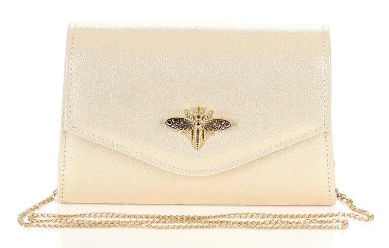 Salvare Zjawiskowa złota torebka kopertówka na łańcuszku