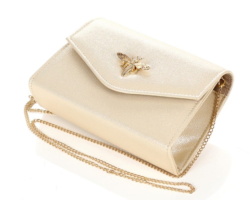 Salvare Zjawiskowa złota torebka kopertówka na łańcuszku