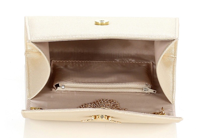 Salvare Zjawiskowa złota torebka kopertówka na łańcuszku