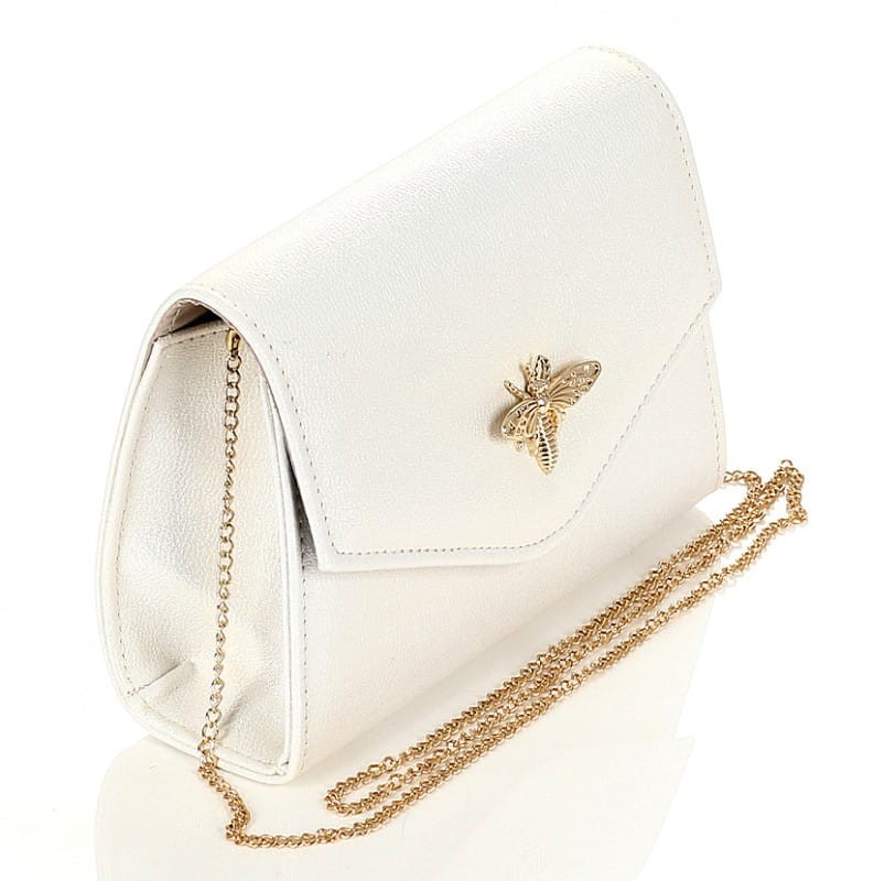 Salvare Zjawiskowa perłowa torebka kopertówka na łańcuszku