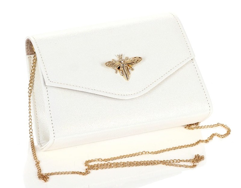 Salvare Zjawiskowa perłowa torebka kopertówka na łańcuszku