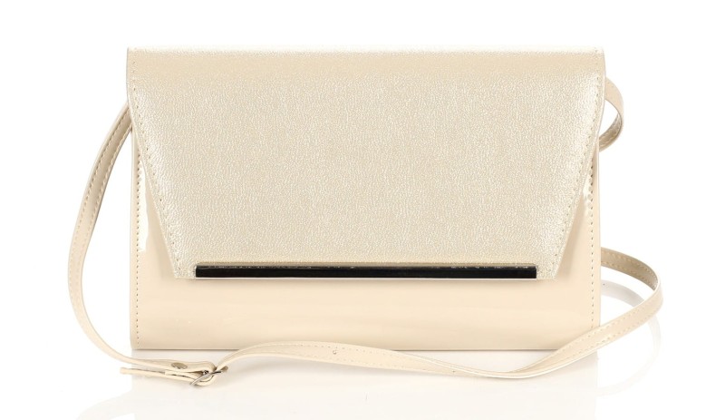 Duża beżowa torebka kopertówka na pasku