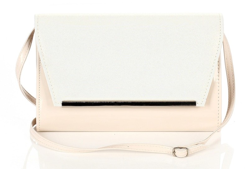 Duża jasno beżowa torebka kopertówka na pasku