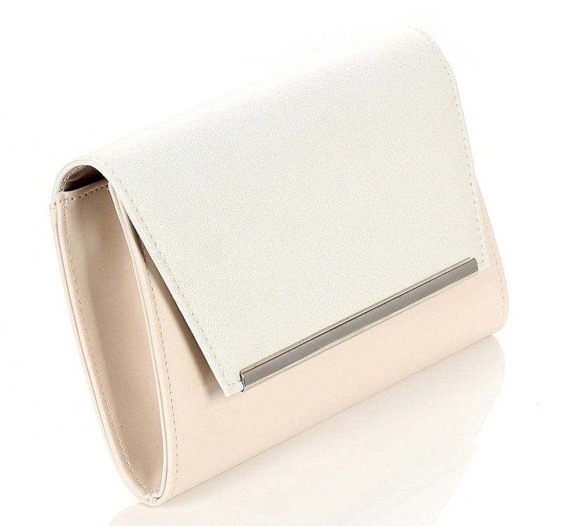 Duża jasno beżowa torebka kopertówka na pasku
