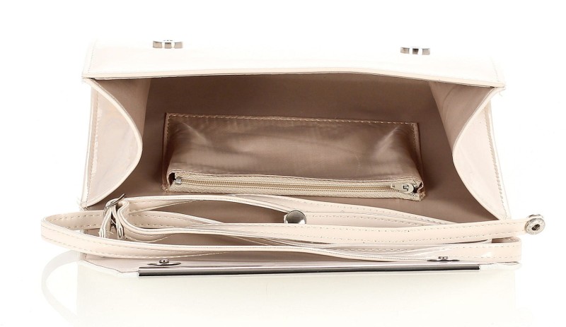 Duża jasno beżowa torebka kopertówka na pasku