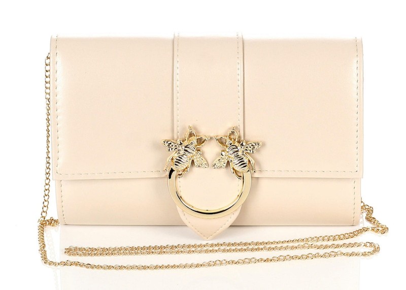 SALVARE Matowa beżowa torebka kopertówka na łańcuszku