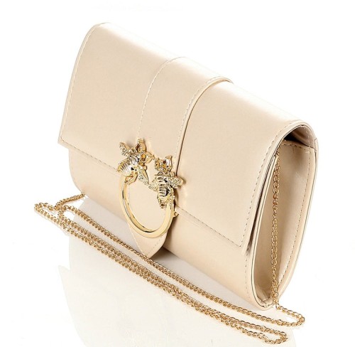 SALVARE Matowa beżowa torebka kopertówka na łańcuszku