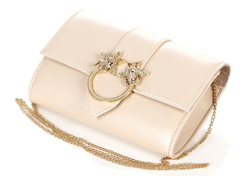 SALVARE Matowa beżowa torebka kopertówka na łańcuszku