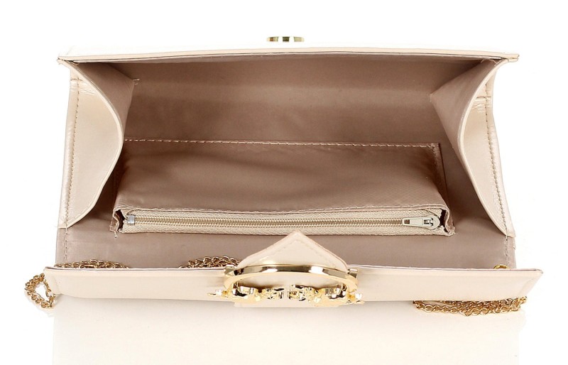 SALVARE Matowa beżowa torebka kopertówka na łańcuszku