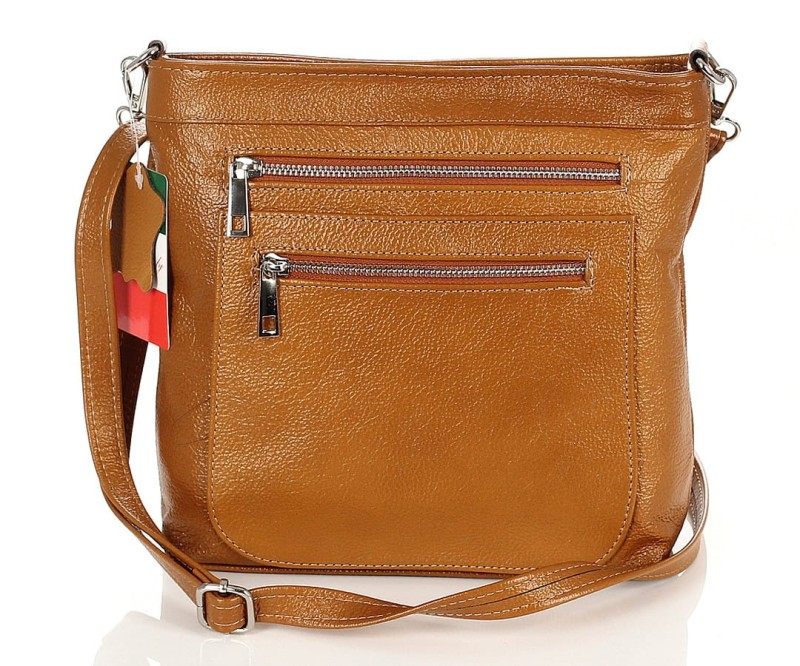 Vera Pelle Skórzana torebka listonoszka z kieszonkami