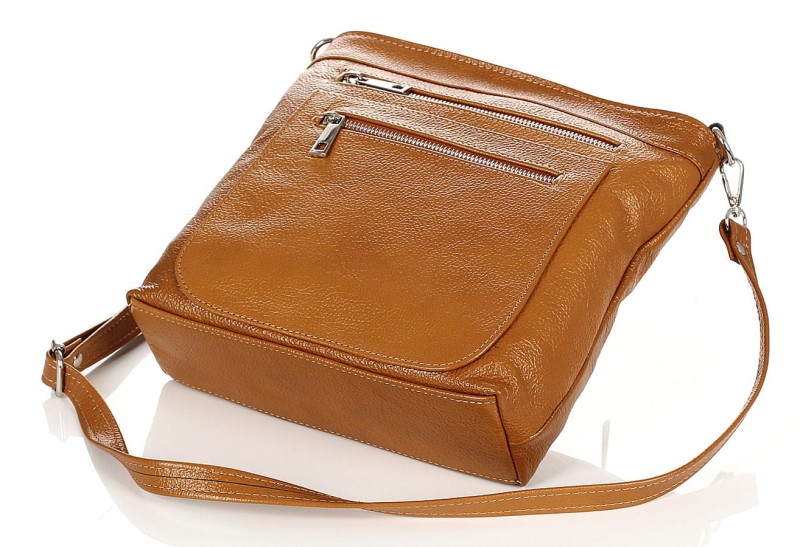 Vera Pelle Skórzana torebka listonoszka z kieszonkami