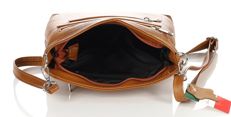 Vera Pelle Skórzana torebka listonoszka z kieszonkami