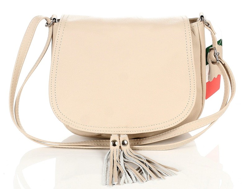 Vera Pelle Torebka skórzana listonoszka z frędzlami