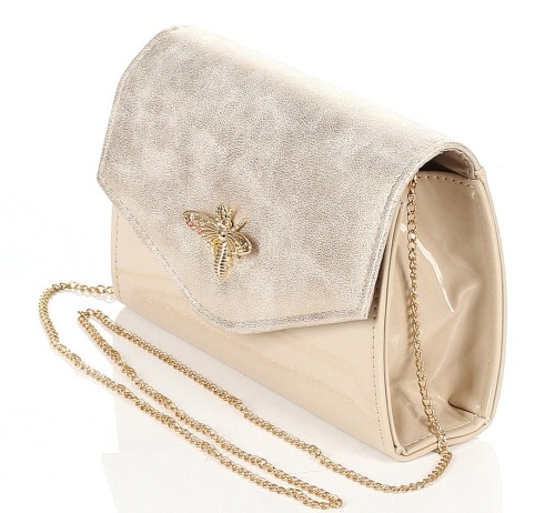 Salvare Zjawiskowa beżowo złota kopertówka na łańcuszku - Ważka